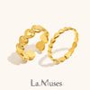 La. Muses Mini Round Bead Edge Love Stainless Steel Women's Open Ring Pvd Gold Plated Romantic Jewelry Gift - Image 6