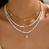 Starfish and Shell Pendant Bead Choker Necklace - Image 2