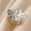 Colored Zircon Double Flower Rings For Women Gold Plated Stainless Steel Flower Opening Ring Wedding Aesthetic Jewelry Gift - Image 11