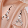Crescent Goddess Black Birthstone Stainless Steel Earrings Triple Moon Wicca Pentagram Gothic Drop Earrings - Image 4
