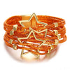 Chunky Orange Leather Bracelet for Women Geometric Heart Stars Braided Cuff Bangle Bracelets Jewelry Gifts - Image 9