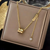 316L Titanium Stainless Steel Gold Color Choker Necklace Letter Love Heart Pendant Women's Party - Image 8