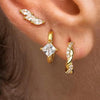 3PCS Sets Stainless Steel Square Zirconia Hoop Earrings For Women Daily Life Cartilage Stud Earrings Piercing Jewelry Gift - Image 1