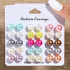 Korean Women Earrings 12 Pair/Set Beige White Pearl Simple Earrings Wedding Jewelry For Gift Valentine's Day gift - Image 17
