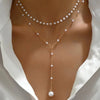 Vintage Pearl Necklace Ladies Double Chain Small Love Pendant Necklace Jewelry Gift - Image 4