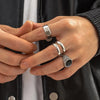 4Pcs Retro Simple Stackable Stainless Steel Wide Ring Men's Gothic Pattern Metal Finger Ring Hip Hop Casual Jewelry - Image 1