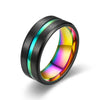 8mm Men's Black Tungsten Wedding Band Rings Black Groove Beveled Edge Engagement Ring for Men's Valentine Gifts Jewelry - Image 4
