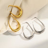 Hollow Pear-Shaped Stainless Steel Hoop Earrings in Silver-Tone or Gold-Tone - Image 6
