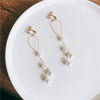Korean Pearl Chain Tassel Clip on Earrings Fairy Temperament Earrings Simple Zircon Ball Earrings for Non-pierced Women - Image 8