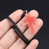 Charm Natural Semiprecious Stone Cross Shape Crystal Tiger Eye Agate Pendant Necklace Jewelry Gift for Women 25x18mm - Image 29