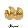 Stainless Steel Stripe C Shape Huggie Earrings for All Occasions Versatile Minimalist Stylish Jewelry - Image 1