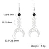 Crescent Goddess Black Birthstone Stainless Steel Earrings Triple Moon Wicca Pentagram Gothic Drop Earrings - Image 3