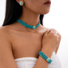 Simple Stone Beads Necklace Earrings and Bracelet Set Multilayer Choker for Women Short Strand Neck Chain Collar Jewelry - Image 2