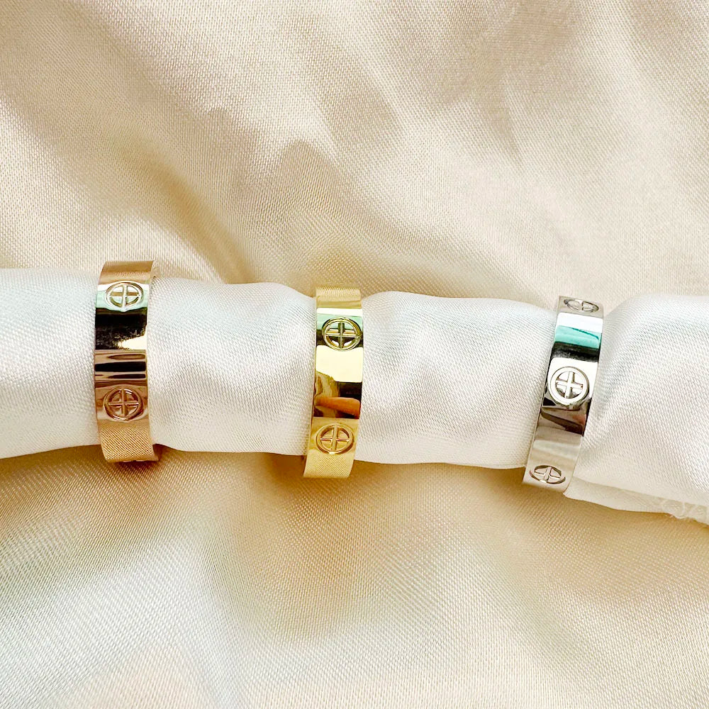 Classic Cross with StoneStainless Steel Ring for Girl Women Couple Rings In Wedding Birthday Gift - Image 1