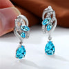 Female Blue Rainbow Stone Earring Silver Color Clip Earrings For Women Charm Crystal Zircon Wedding Jewelry - Image 20