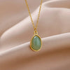 Oval Colorful Stone Necklace For Women Stainless Steel Gold Color Green Opal Stone Pendant Necklace Aesthetic Jewelry Gif - Image 13
