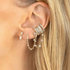 Chain Hoop Piercing Earring with Square and Waterdrop Details - Image 2