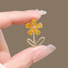 Summer Cubic Zirconia Small Yellow Flower Brooches Gold Plated Crystal Lapel Pin Collar for Women Jewelry Accessories - Image 1