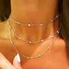 Silver CZ Station Chain Necklace Sparking Cubic Zirconia One Double Triple Multi Row Women Collar - Image 3