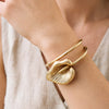 Nature Inspired Leaf Shaped Open Bangle Polished Gold Tone With Ribbed Leaf Accent Statement Jewelry For Womens Minimalist - Image 5