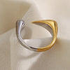 Unique Cool 316L Stainless Steel Two Tone Bird Beak Shaped Asymmetrical Open Ring Jewelry Women's Ring - Image 4