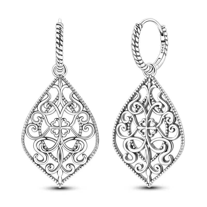 Symmetrical Filigree Drop Earrings with Hollow Pattern in Two Styles - Image 1