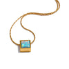 Delicate Stainless Steel Square Opal Stone Pendant Necklace Chain Stylish Dainty Golden Collar Chic Jewelry Gift - Image 7