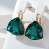 Dark Green Big Stone Women's Drop Earrings Rose Gold Color Wedding Jewelry Accessories - Image 6