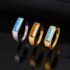 Stone Signet Ring for Men, Gold Silver Plated Stainless Steel Finger Band for Dad Boyfriend Valentine's Day Gifts - Image 1