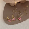 3pcs Y2k Heart-shaped Zircon Pink Crystal Pendant Earrings Necklaces Set for Women Heart Elegant Party - Image 10