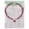 Heart Pendant Necklace with Crystal and Imitation Pearl Details - Image 8