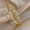Unique Double Layer Rhinestone Bangle Bracelets for Women Gold Plated Copper Cuff Bracelet Jewelry Gifts - Image 1