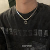 Square Zircon Double Layer Titanium Steel Necklace For Women Men Korean Sweater Chain Unisex Jewelry Accessories - Image 2