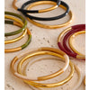 1Set 66mm 3 Round Circle Resin Overlay Minimalist Bracelet Bangle Set Gold Plated Stainless Steel Wrist Jewelry - Image 4
