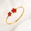 Gold-Plated Stainless Steel Five-Leaf Flower Open Bangle For Woman Girl Party Lucky Jewelry Accessories Daily Wear Clover - Image 19