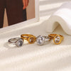 La. Muses Shiny Round Zircon Irregular Stainless Steel Women's Ring Pvd Gold Plated Jewelry Accessories - Image 2