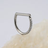 D Shape Hinged Septum Ring with Cubic Zirconia 16G Clicker for Conch and Helix - Image 5