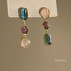 Asymmetric Colorful Gem Earrings Retro Temperament Women Decoration Antique Contrast Design Sense Earring Party Jewelry Gifts - Image 2