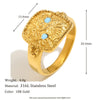 Retro Style Square Shape Star Moon Ring Necklace Gold Plated Stainless Steel Party Women Jewelry Set - Image 8