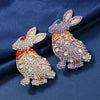 Colorful Rhinestone Rabbit Brooch Animal Pin Accessories Dual-Use Zodiac Badge Crystal Jewelry - Image 1