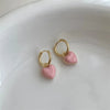 Romantic Pink Heart Shape Drop Earrings for Women Minimalist Gold Color Geometry Hoop Earrings Temperament Party JewelryGifts - Image 2