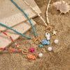 Sea Life Charm Beaded Choker Necklace with Multicolor Rice Beads - Image 12
