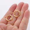 Gold-Color Plated Titanium Hoop Earrings 10mm/15mm 316L Stainless Steel No-Fade Allergy-Free Jewelry - Image 4