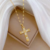 Simple Cross Cubic Zirconia Copper Pendant Women's Versatile Golden Stainless Steel Bamboo Chain Jewelry Gift - Image 12