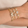 Head Charm Cuban Chain Bracelets for Women Girls,Chic Heart Bling CZ Stone Gold Color Metal Link Cuff Bracelet Wristband - Image 3