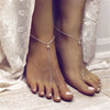 Multi-layer Bracelet Metal Chain Pearl Blue Stone Pendant Anklet Sandals Barefoot Beach Foot Bridal Jewelry - Image 5