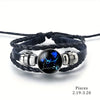 Vintage 12 Zodiac Sign Leather Bracelet Sporty Constellation Glass Snap Button Bracelets For Men Women - Image 15