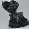 Lolita Black Gothic Punk Lolita Cross Pendant Hand Sleeve Wrist Cuffs Ruffled Floral Lace Elastic Bracelet Halloween Cosplay - Image 1