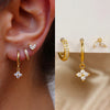 3PCS Green Zircon Hanging Earrings Set for Women Stainless Steel Flower Dangle Earring Cartilage Piercing Jewelry - Image 1
