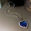 Classic Blue Ocean Star Inlay Zircon Chin Crystal Pendant Necklace for Women Weding Party Temperament Jewelry Gift - Image 2